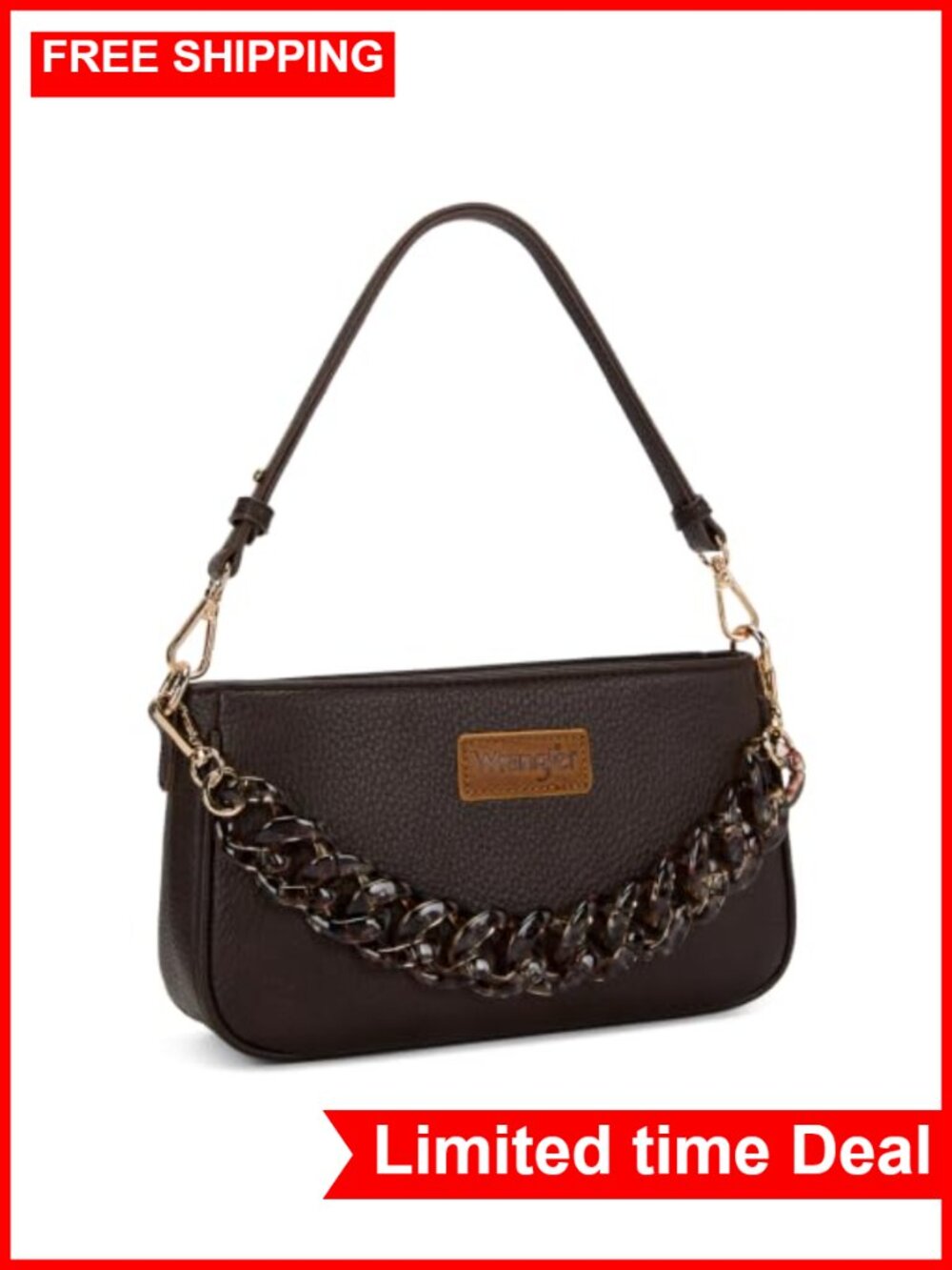 Wrangler Small Shoulder Bag Cheetah Print Clutch Purse Hobo Handbag with